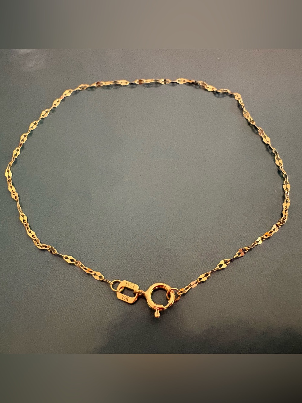 14K Solid Gold Mirror Bracelet 7”